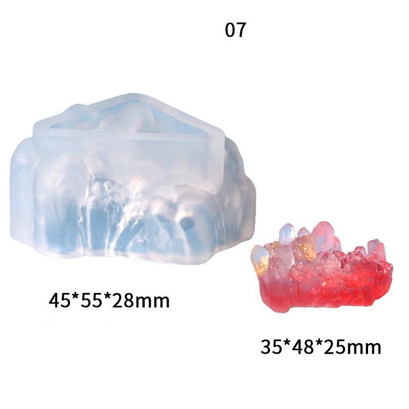 

DIY кристаллическая эпоксидная форма, смола, 8 кристаллических кластеров, каменные ювелирные украшения, эпоксидная смола, матовая декоративная силиконовая форма 7