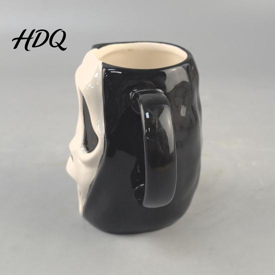 Durable Glazed Ceramic Drinkware Horror Face Coffee Mug Unique Mask Water Comfortable Handle Tea Cup Cup 385ml Capacity Decorative for Halloween