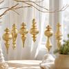 6 Pieces Glass Christmas Tree Ornament Textured Hanging with Suspended Loop Sparkling