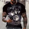 T-shirt 3D da Uomo Vintage Girocollo Manica Corta Top Stampa Lupo Ragazze Harajuku T-shirt da Uomo Magliette Oversize Camicia Abbigliamento Uomo
