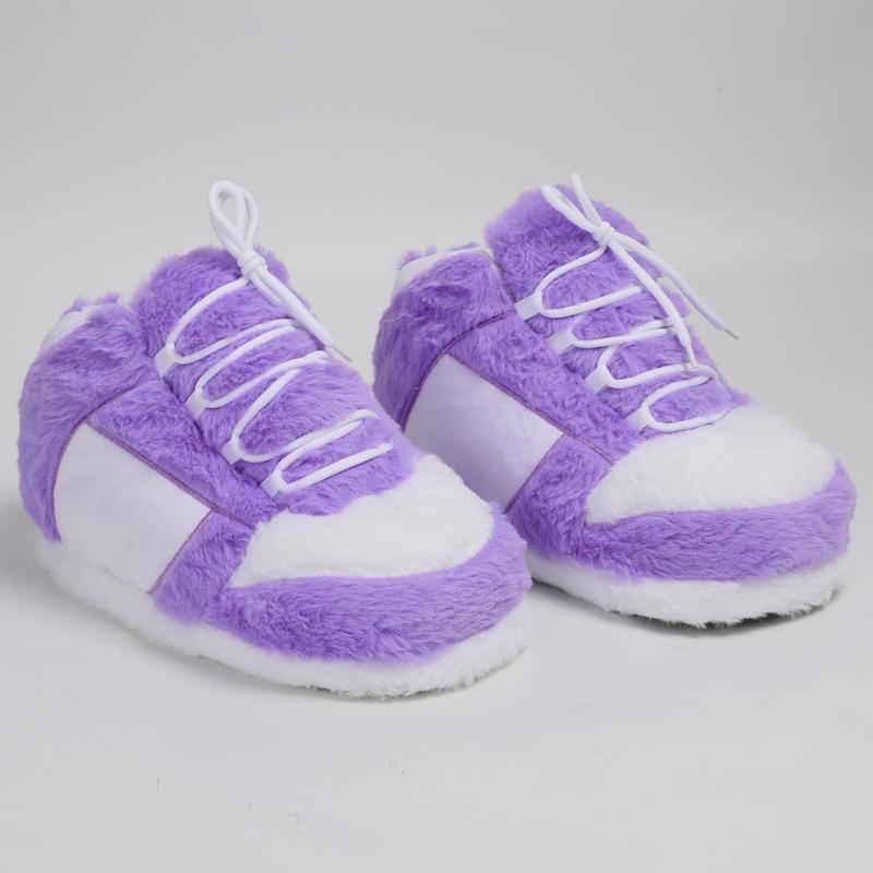Ciepłe pluszowe kapcie-sneakersy, Modne antypoślizgowe futrzane miękkie kapcie domowe, Puszyste unisex wygodne klapki domowe, Jeden rozmiar pasuje do większości, Do użytku wewnątrz