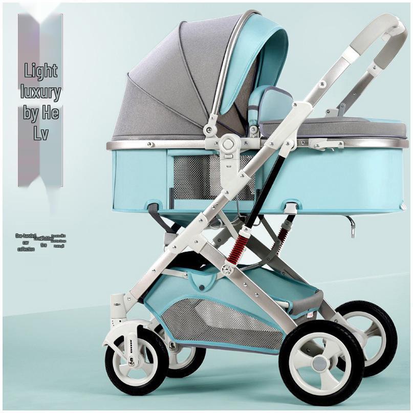 Reversible High Landscape 3-in-1 Baby Stroller with Reclining Seat and Shock Absorption