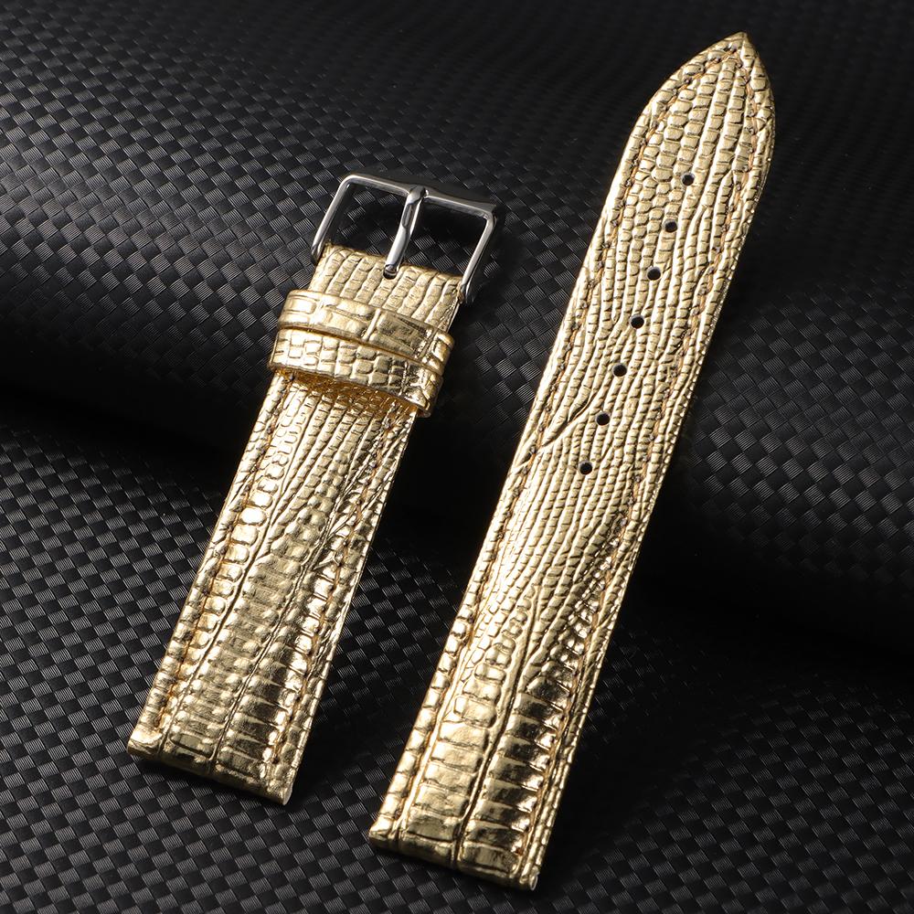 18mm 20mm 22mm Universelles Eidechsenmuster Uhrenarmband Rindsleder Uhrenarmband für Herren Damen Verbundwerkstoff Uhrenarmband Zubehör