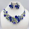 Sparkling Colorful Crystal Gemstone Necklace Earring Set Women Wedding Party Stage Accessory Floral Fashion Jewelry