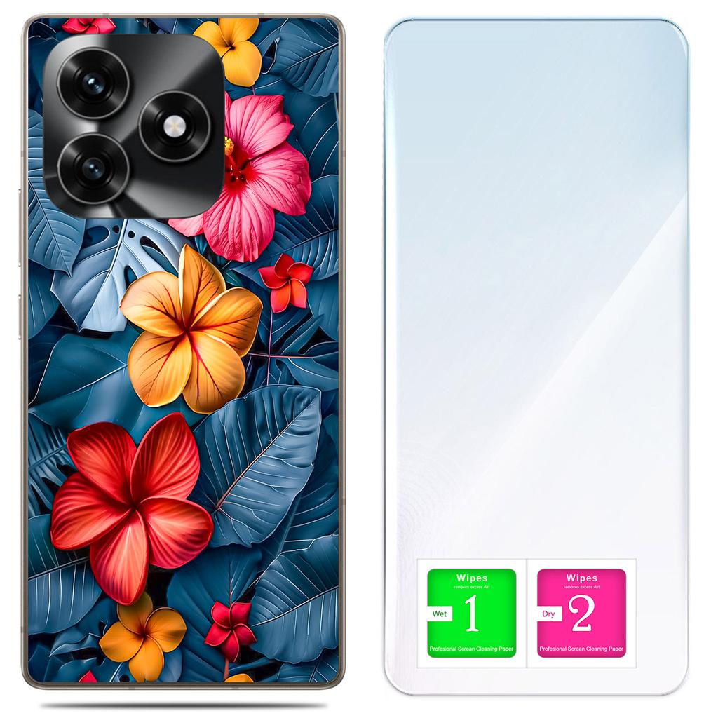 Etui Do Honor X5C Plus / X5C 4G Obudowa Foto Case Plecki Kwiaty + Szkło 9H