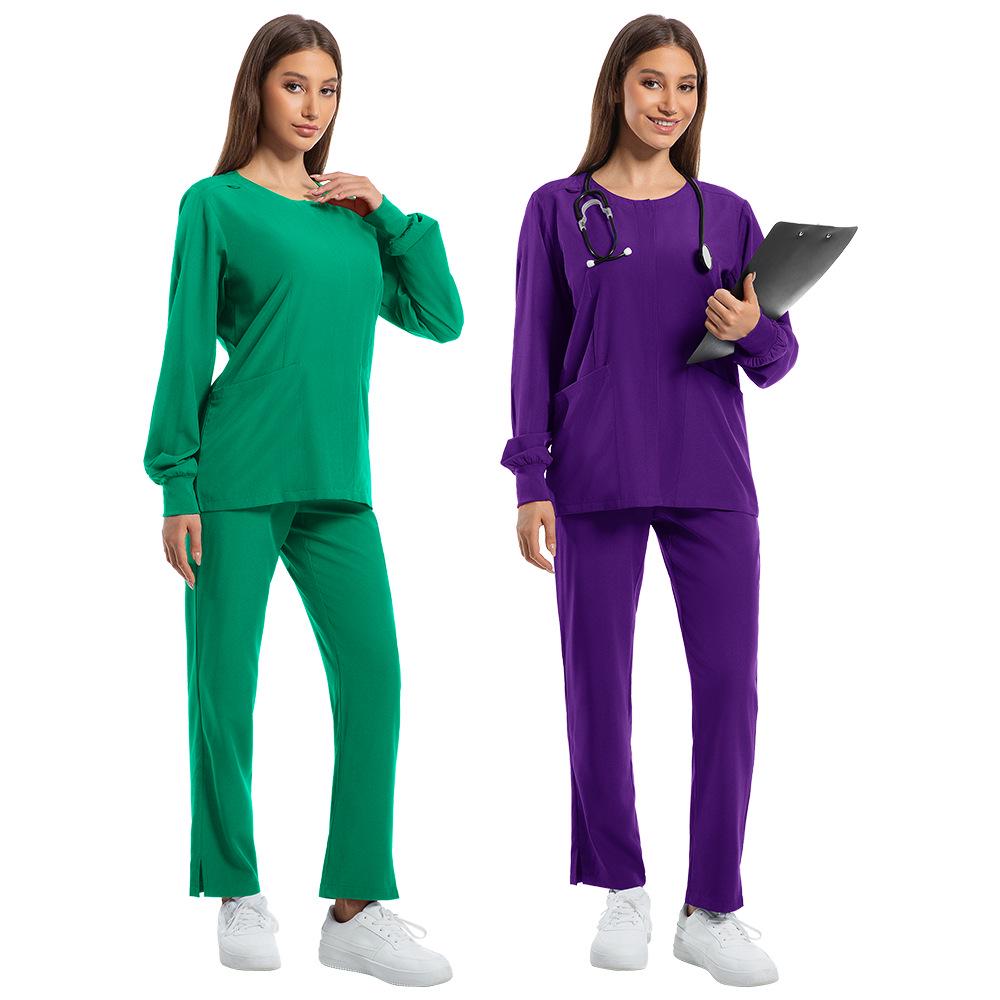Long Sleeve Round Neck Unisex Scrub Suit