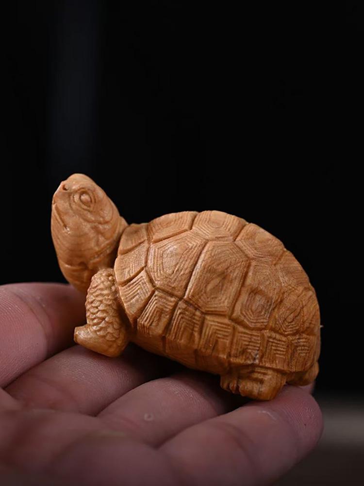 Резьба по дереву Долголетие Маленькое животное черепаха Скульптуры и Фигурки - Кипарис Ручная резьба Милый Декор для дома Комнаты Офиса