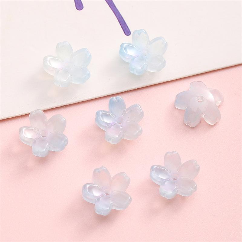 Glass Gradient Cherry Blossom Three-dimensional Accessories Beading Accessories Handmade Diy Bracelet Spacer Beads Accessories Strings Loose Beads