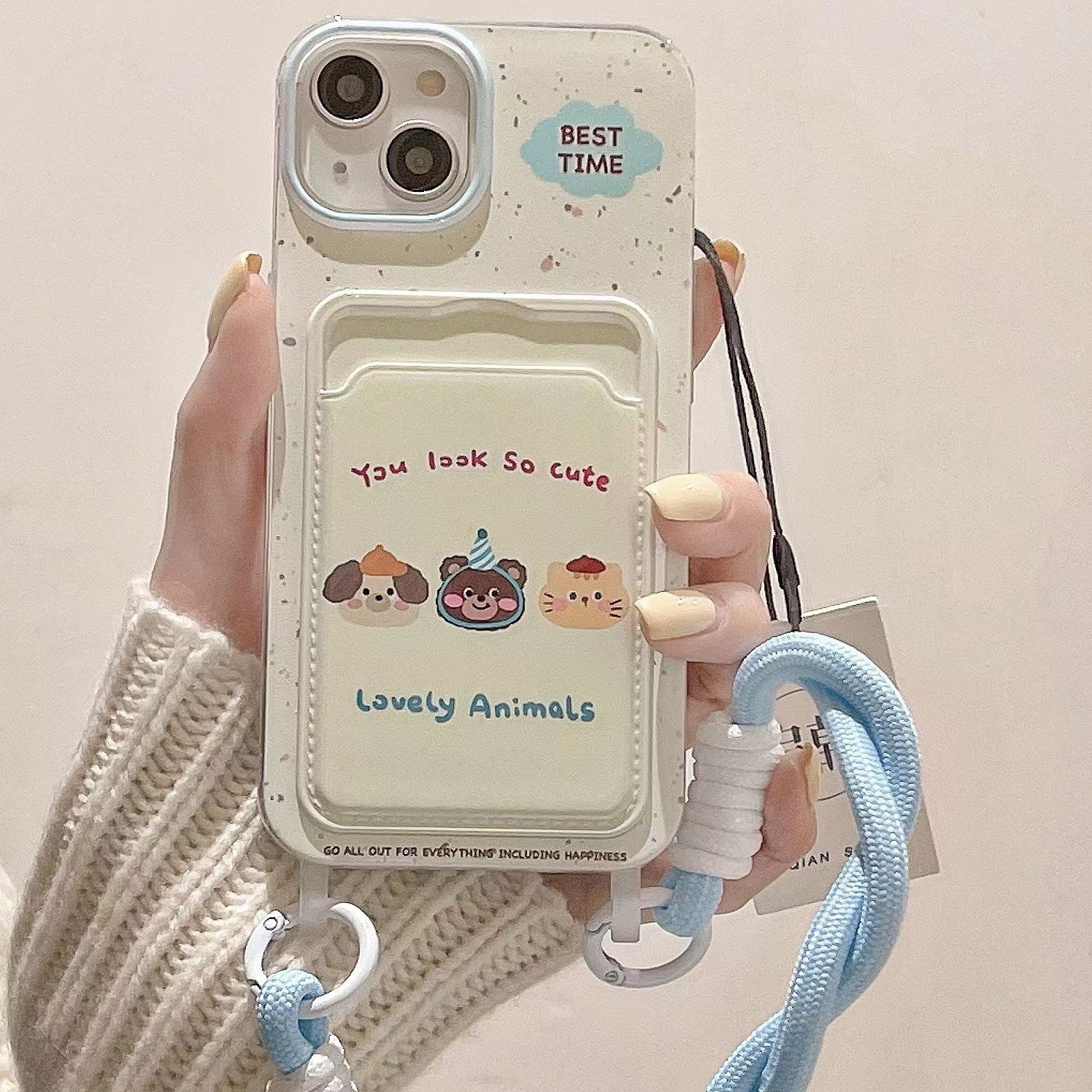 

Three little bears lanyard card bag iPhone14promax Apple phone case niche new ideas apple 11