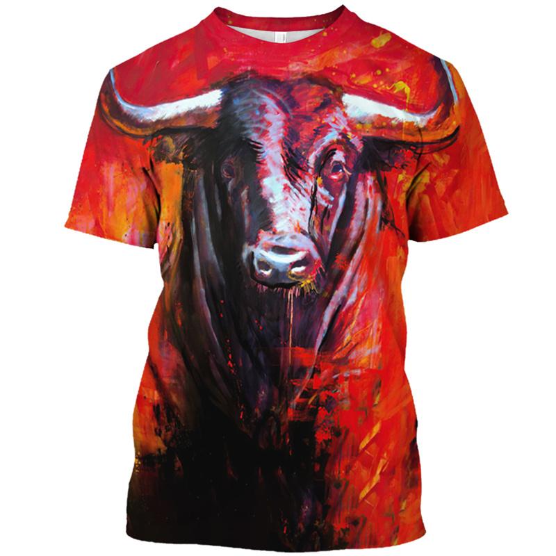 Summer Bullfight 3D Print T-Shirts Streetwear Men Fashion Casual Oversized O-Neck Short Sleeved T Shirt Tees Tops Clothing