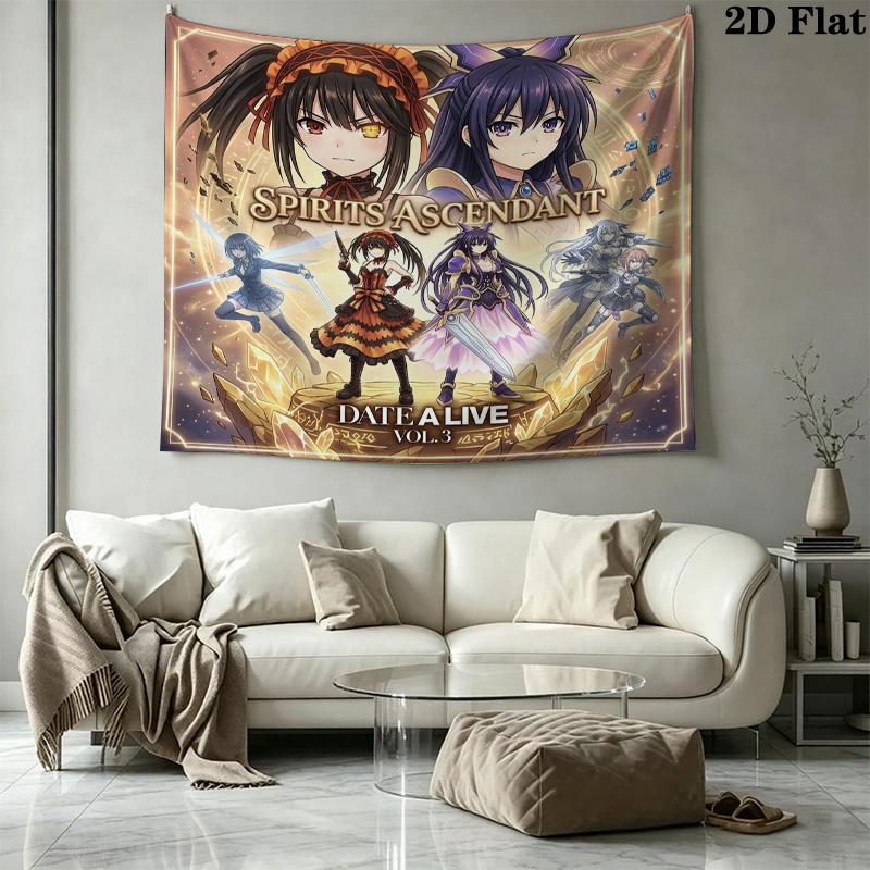 Date Live Wall Tapestry Aesthetic Wall Hanging Printed Fabric Blanket Decorative Tapestries For Bedroom Living Room Home Decor