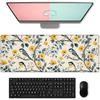 Floral & Butterfly Gaming Mouse Pad, Large Soft Purple Flower Desk Mat for Keyboard Computer Laptop, Non-Slip Rubber Base Extended Desktop Mousepad