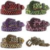 Leopard Print Rhinestone Leather Belt - Y2K Style for Women