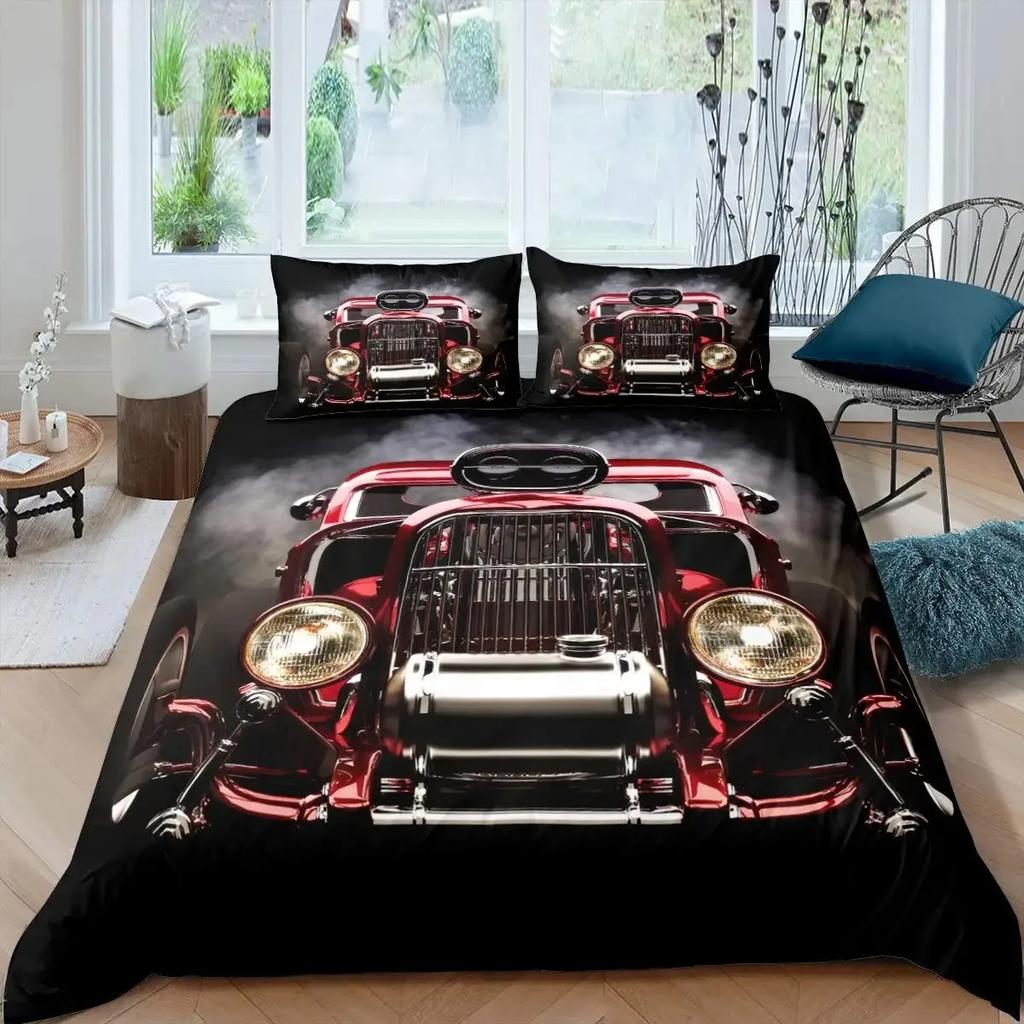 Comforter Vintage Classic Car Automobile Mechanic Nostalgic 50S Bedding Set Twin Queen King Full Polyester