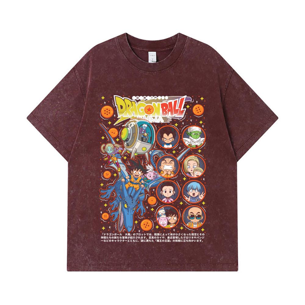275 GSM Washed T-shirts 100% Cotton Dragon Ball V31 Daima Print Unisex Heavy Cotton T Shirt