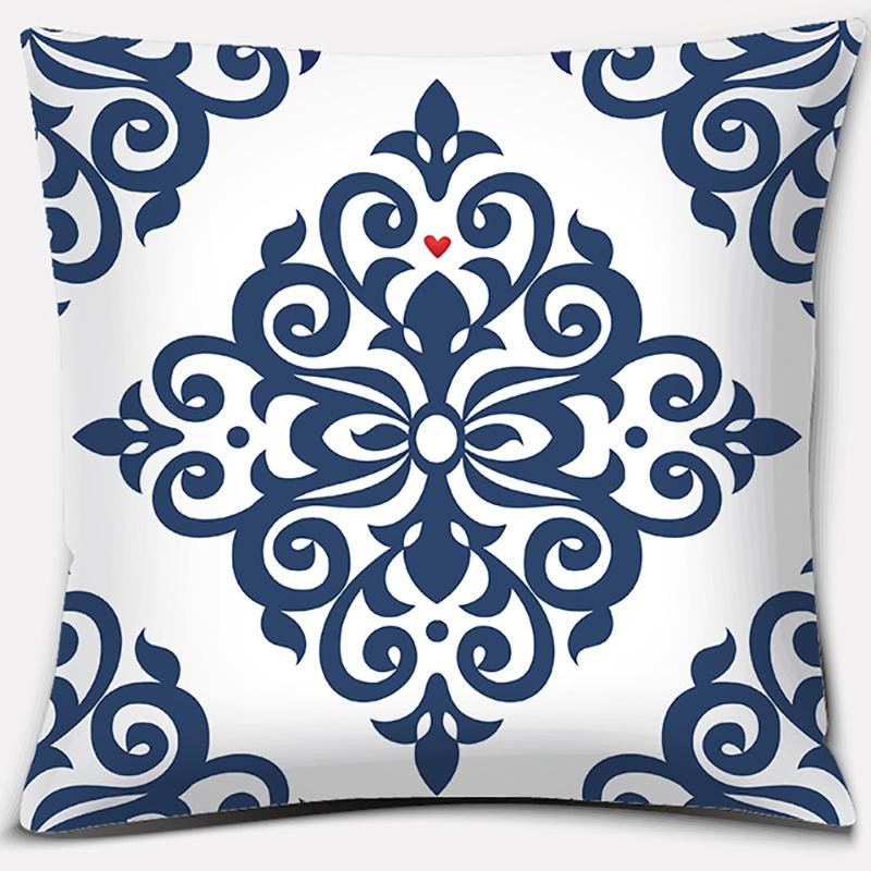 Geometric Collection Dark Blue Pattern Home Decor Pillowcase Square   Office