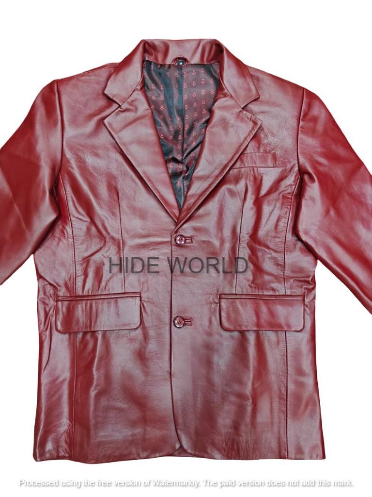 Blazer en cuir d'agneau souple véritable pour homme, manteau rouge, fait à la main, design élégant et formel