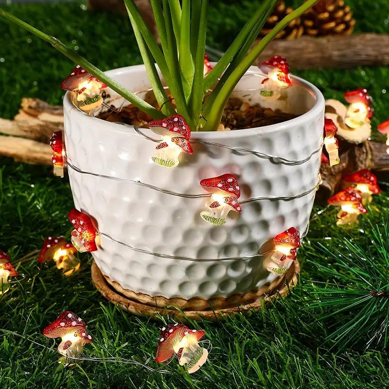 Mushroom Shaped Light String Copper Wire Flower Wreath Fairy Light Battery Powered Suitable for Home Garden Festival Decoration