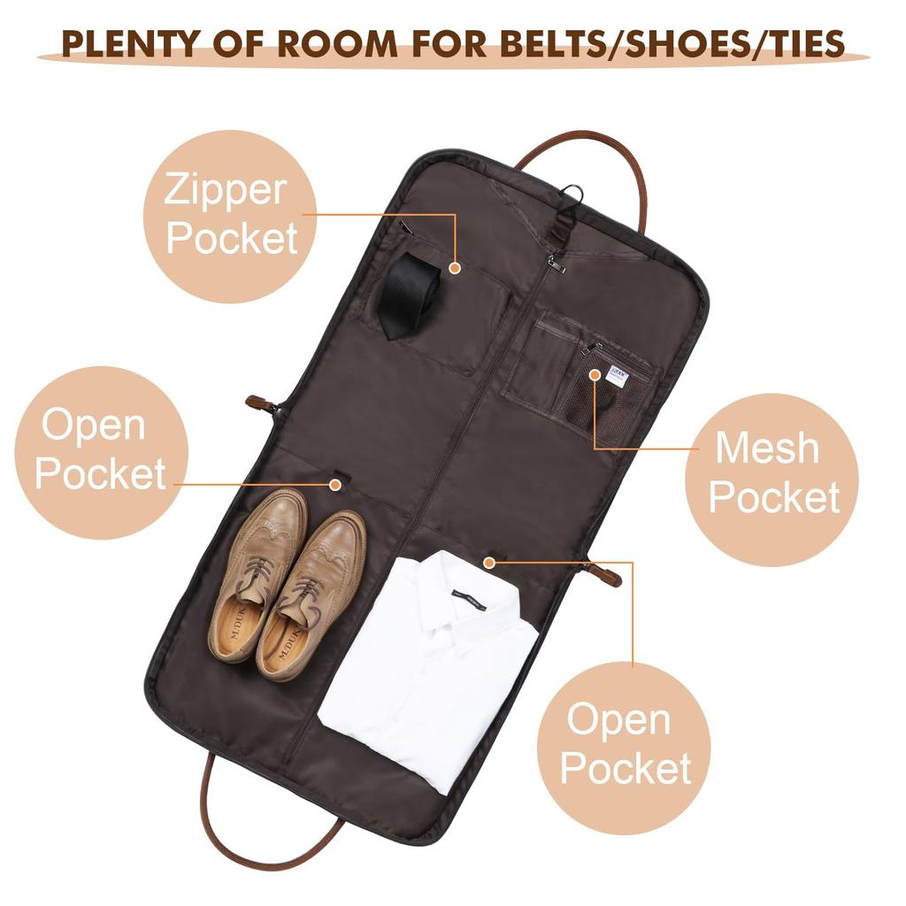 Garment Bag Business Travel Canvas Leather Suit Cover S-ZONE Carry-on Men's