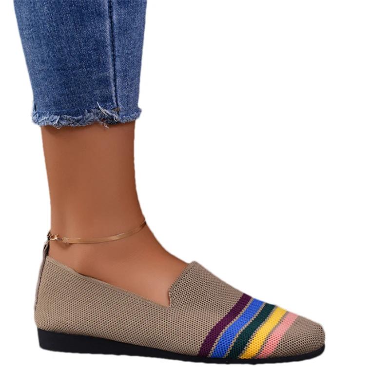 Fashion Women Knitting Flats Loafers Shoes Autumn Fashion Sport Shoes 2024 New Running Casual Shoes Cozy Walking Trend Mujer Zapatos