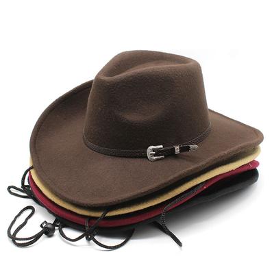 Retro-Schafsimitathut, Cowboyhut, Filzhut, Wollhut, Hut im ethnischen Stil, Retro-Jazzhut mit Windschutzseil