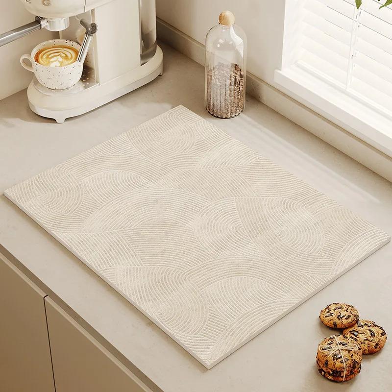 Tableware Drying Mat Soft Drain Pad Non-slip Super Absorbent Wear-resistant Coffee Machine Mat Kitchen Table Courtyard Decor