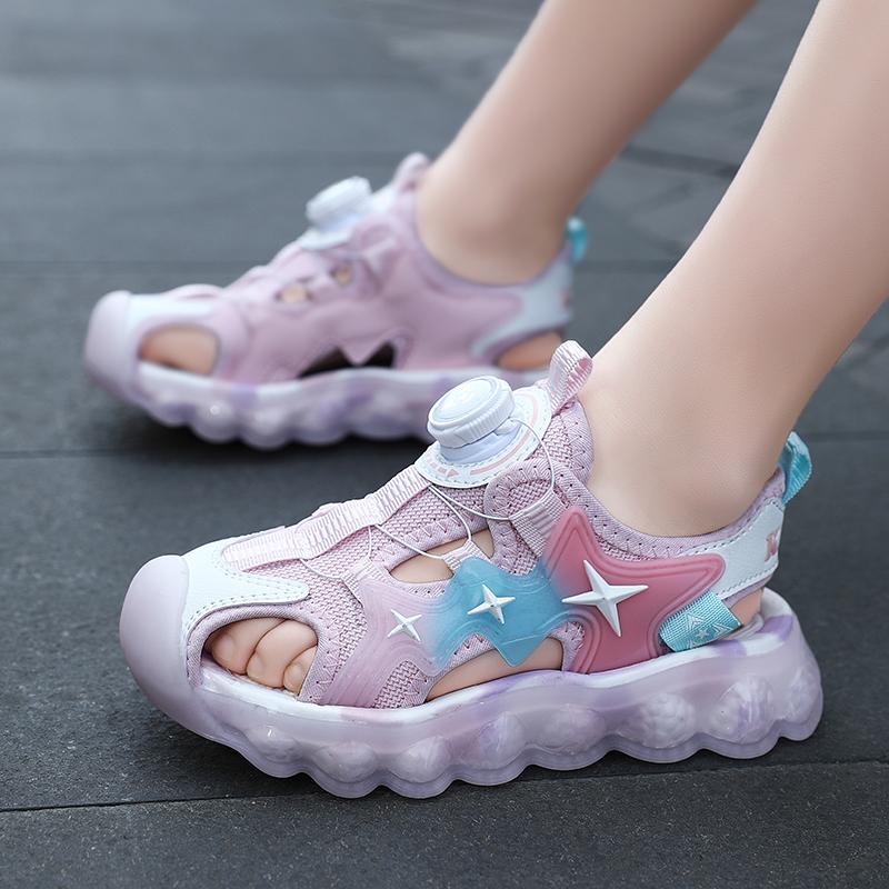 Summer Rotary Button Children's Closed Toe Sandals Beach Shoes Girls' Sports Beach Sandals