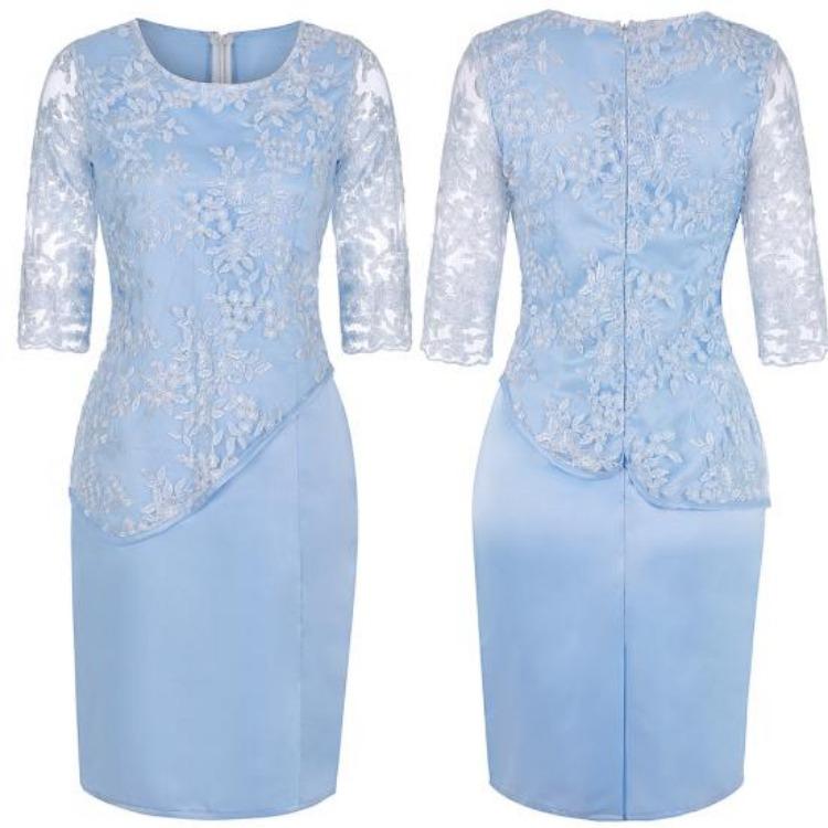 Květinové krajkové šaty pro matku nevěsty, velikost Plus, midi party šaty, průsvitný půl rukáv, vrstvené