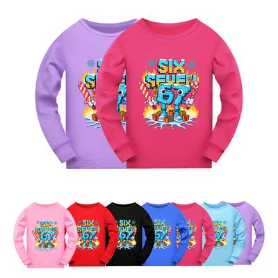 5193 Barn Pojkar Flickor Steal a Brainrot 67 Six Seven Tryck Långärmad T-shirt