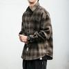 Camisa Exterior Casual de Manga Larga de Cuadros Gruesos Vintage para Hombre Ropa de Trabajo Holgada