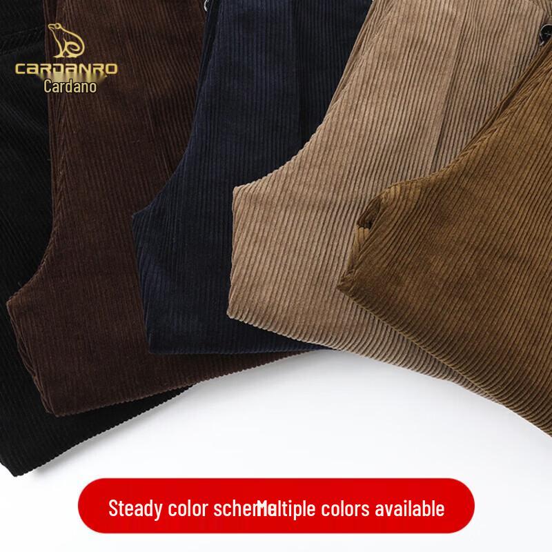 CARDANRO Men's Cotton Corduroy Business Casual Trousers - Thickened Warm Fleece