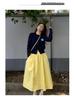Women's High Waist White Midi Skirt: Slimming A-Line with Pockets for Spring-Summer.