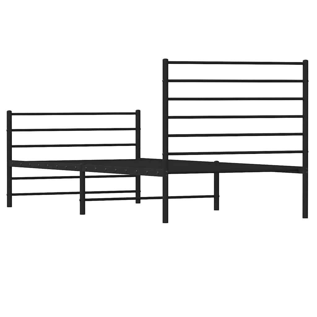Vidaxl Struttura Letto in Metallo con Testiera e Pediera, Nera, 100X190Cm