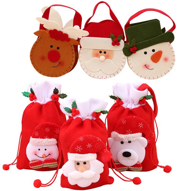 Christmas Eve Children's Apple Drawstring Gift Tote