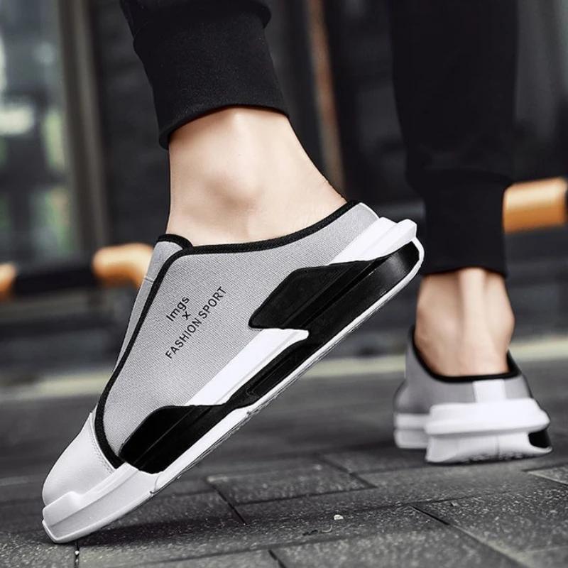 Fashion Mules Slides Flat Rubber Pvc Canvas Half Men's Shoe Designer Luxury Adult High Quality Fashion Clappers 2025 Casual Male Slipper