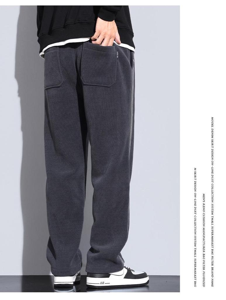 Men's Fleece-Lined Wide-Leg Sweatpants, Winter Sports Casual Pants for Spring/Autumn 2025