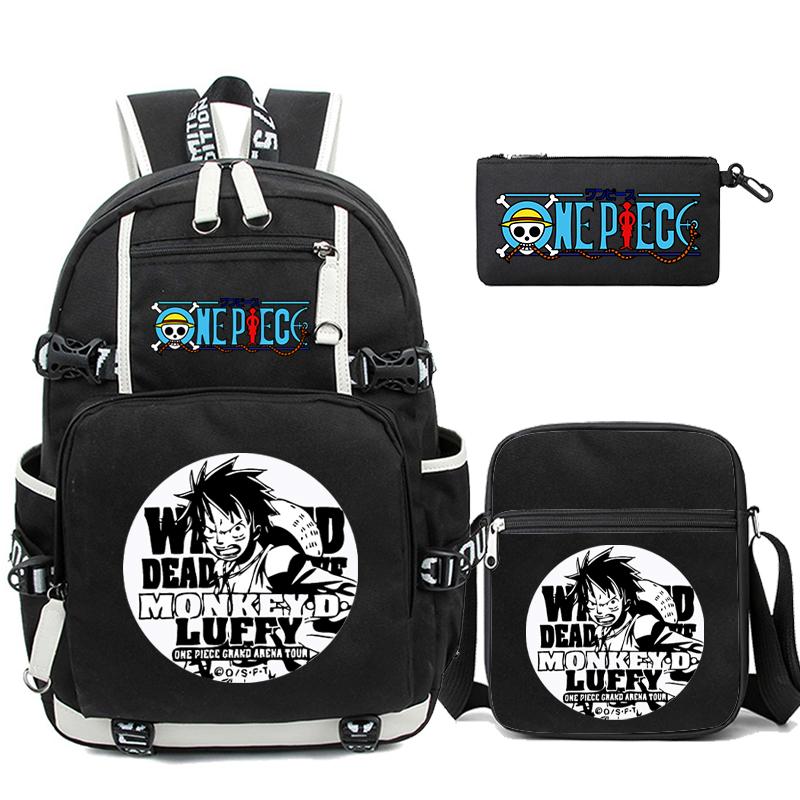 3Pcs/set Anime One Piece Washable Backpack for Teenager Girl Boy Computer Knapsack Back To School Lightweight Book Bag Men Women Travel Bag Rucksack