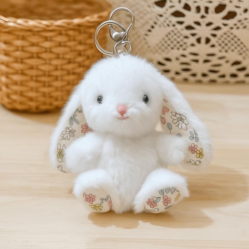 Sitting Position Rabbit Plush Keychain PP Cotton Collection Cartoon Animal Doll Pendant Soft Hanging