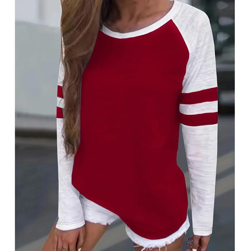 

2025 Autumn & Winter Women s New Casual Crew Neck Long Sleeve Top 3D Minimalist Pattern 8XL красный