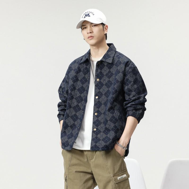 

Японская ретро-рубашка для инструментов, мужская универсальная, свободная, большого размера, повседневная, мужская рубашка, куртка, топ-тренд 4XL синий