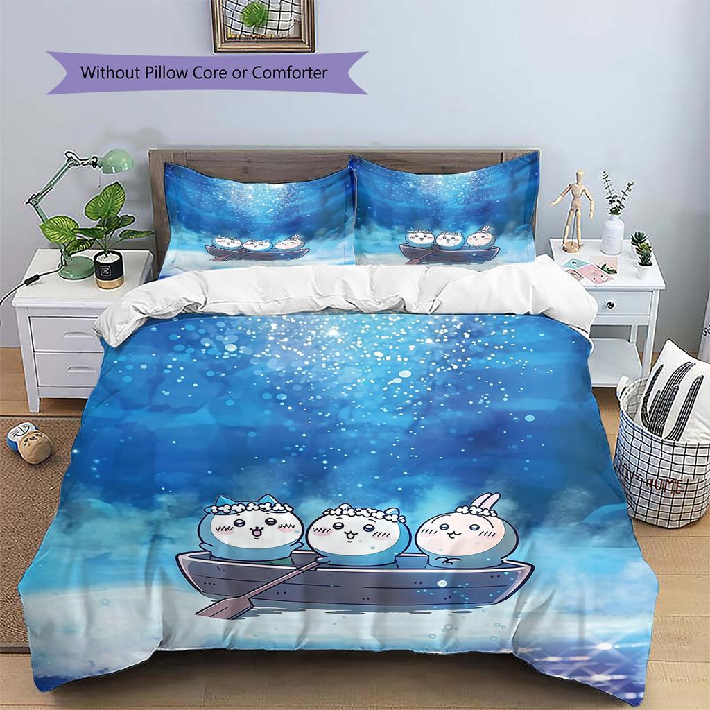 Chiikawa Pattern Bedding Quilt Set  Home Decoration  Gift (1 * duvet cover + 2 * pillowcase  without core)