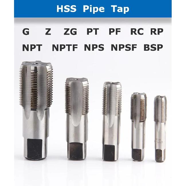 Taraud à tuyau HSS 1/16 1/8 1/4 3/8 1/2 3/4 1.1/4 1.1/2 1 pouce 2 pouces Taraud à vis métrique Outils à fileter G ZG Z RP RC NPT PT BSP NPSF NPTF Thread Lock3