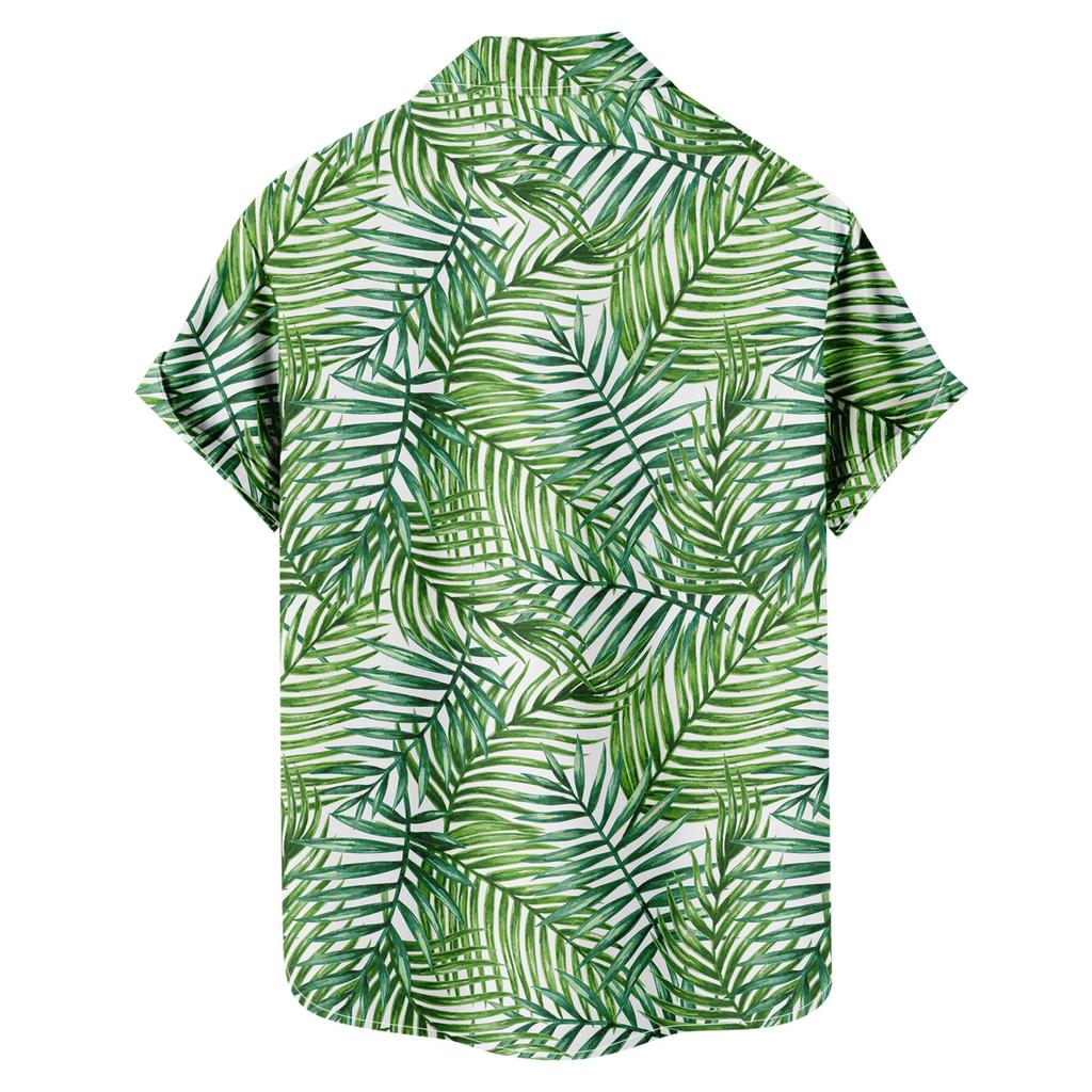 Herren Sommer Neue Lose Print Kurzarm Hemd Strickjacke Strand Hemd