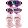 2Pcs Motorcycle Goggles With 2Pcs Balaclavas, Dirt Bike ATV Motocross Riding Racing Ski Goggle Safety Glasses