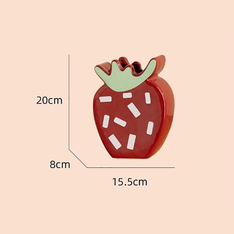Creative Cartoon Strawberry Ceramic Vase Ornament Room Flower Arrangement Container Dining Table Strawberry Vase Home Decoration