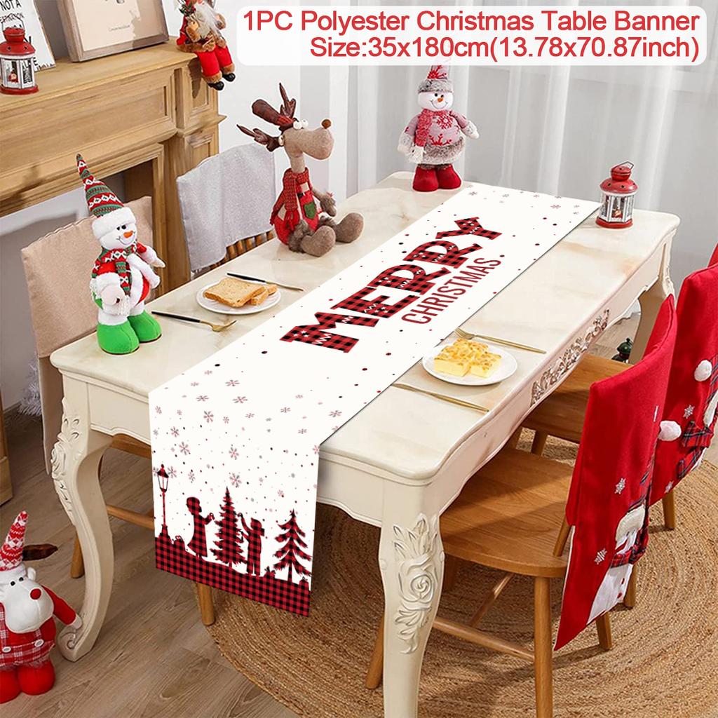 Christmas Table Runner Cloth Merry Christmas Decoration for Home 2024 Tablecloth Xmas Ornament Navidad Natal New Year Gift 2024