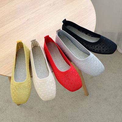 2024Scarpe in Tessuto Elasticizzato a Maglia Tessuto Traforato Ballerine Patchwork Nuove Donna Tacco Basso Antiscivolo Traspiranti Mocassino Donna