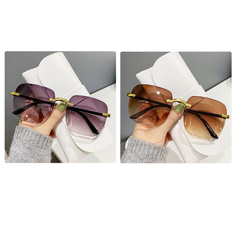 Fashion Rimless Cut Edge γυαλιά ηλίου Γυναικεία γυαλιά ηλίου ντεγκραντέ Καλοκαιρινά αλεξήλια Διάφανοι πολύχρωμοι φακοί Γυναικεία γυαλιά ηλίου
