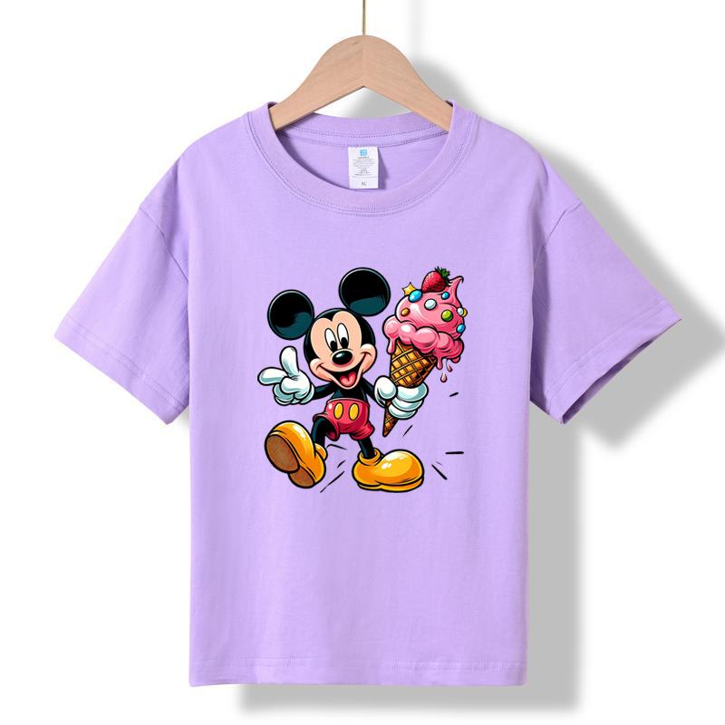 MC-33 MINISO 2026 Summer New Printed Cotton Round Neck T-shirt for Children Aged 1-16, Boys and Girls