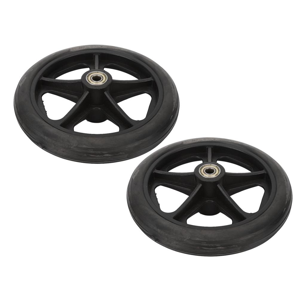 2pcs Replacement Wheel Professional Black Safe PU Front Wheel Accessory for Electric Wheelchair